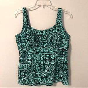 Tankini Top Teal Green & Black